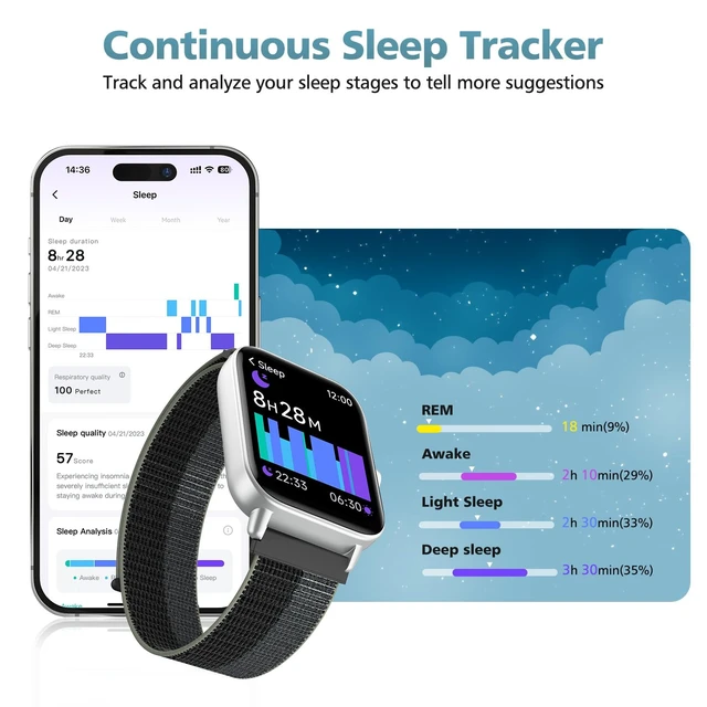 Alt view image 5 of 7 - 1.85" Smart Watches for Women Men, 120+ Sport Modes Fitness Tracker Watch Smart Watch for iPhone/Samsung/Android Compatible, Bluetooth Calls, Recieve SMS/Notifications, Sleep/Heart Rate/SpO2 Monitor