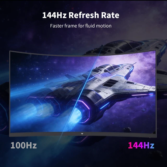 Alt view image 4 of 7 - H27S5C 27 Inch Curved Gaming Monitor, 1440P QHD 144Hz Monitor, HDR 400 2560x1440 120Hz Curve Monitors, 1500R HVA Panel, Adaptive Sync, 400nits, 129%sRGB, HDMI DP, Eye Care VESA 100x100 Mount