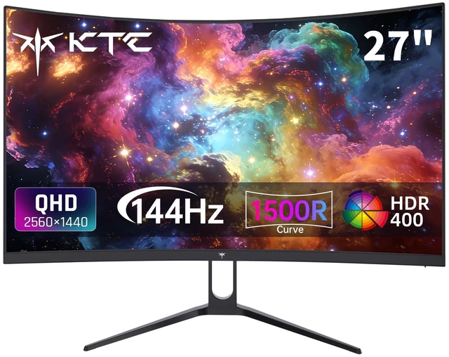 Main image of H27S5C 27 Inch Curved Gaming Monitor, 1440P QHD 144Hz Monitor, HDR 400 2560x1440 120Hz Curve Monitors, 1500R HVA Panel, Adaptive Sync, 400nits, 129%sRGB, HDMI DP, Eye Care VESA 100x100 Mount