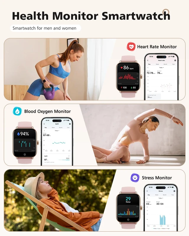 Alt view image 3 of 7 - Smart Watches for Women, 1.85" Alexa Smart Watch for Android Phones/iPhones 120+ Sport Modes Fitness Watch with Heart Rate/SpO2 Monitor, Step/Sleep Tracker, Bluetooth Calls Watches for Women, 2Bands