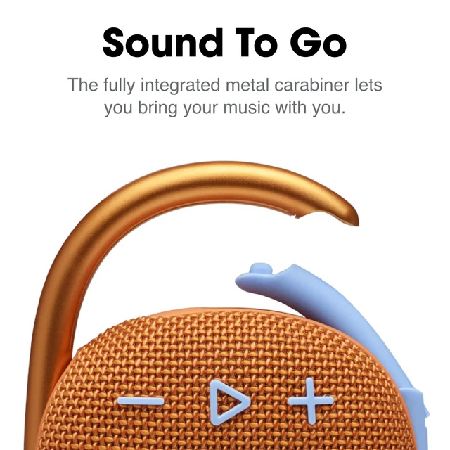 Alt view image 3 of 6 - Clip 4, Orange - Portable Bluetooth 5.1 Speaker - Up to 10 Hours of Play - Waterproof & Dust Resistant - Includes Noise & Echo-Canceling Speakerphone