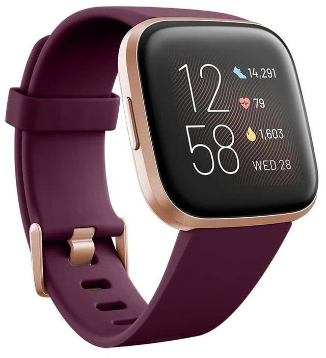 Main image of Versa 2 Health and Fitness Smartwatch with Heart Rate, Music, Alexa Built-in, Sleep and Swim Tracking, Bordeaux/Copper Rose, One Size (S and L Bands Included)