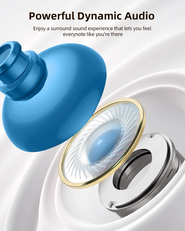 Alt view image 5 of 6 - Bluetooth Headphones Wireless Earbuds 80hrs Playtime Wireless Charging Case Digital Display Sports Ear Buds with Earhook Deep Bass IPX7 Waterproof Over-Ear Earphones for TV Phone Laptop Blue