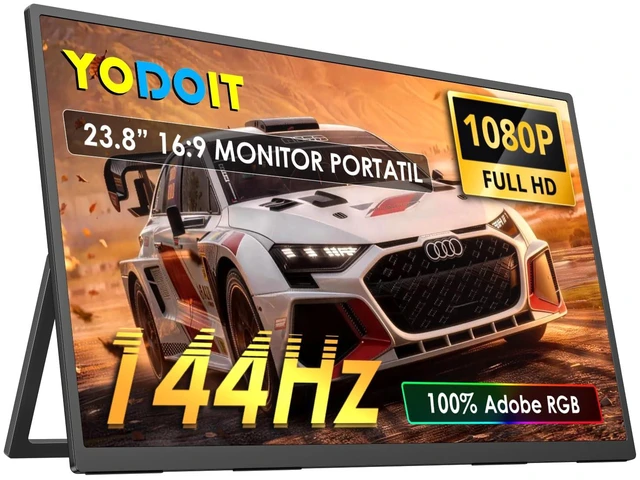 Main image of Portable Monitor for Laptop 23.8" 144Hz 1080P Travel Gaming Monitor Screen IPS Display with USB Type C Port and Built-in Speakers Compatible with PC, Xbox Black