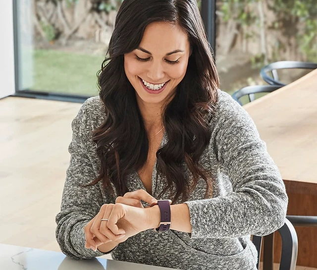 Alt view image 4 of 5 - Versa 2 Health and Fitness Smartwatch with Heart Rate, Music, Alexa Built-in, Sleep and Swim Tracking, Bordeaux/Copper Rose, One Size (S and L Bands Included)