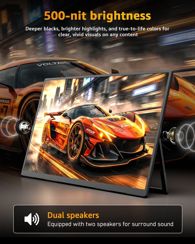 Alt view image 6 of 7 - Portable Monitor for Laptop 23.8" 144Hz 1080P Travel Gaming Monitor Screen IPS Display with USB Type C Port and Built-in Speakers Compatible with PC, Xbox Black