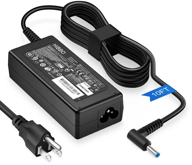 Main image of Extra Long 10FT Charger for HP Laptop 65W 45W Smart Blue Tip Power Adapter Fit for HP Pavilion x360,Envy 11 13 15,EliteBook 840 G3 G5,Chromebook,Spectre,Stream 11 13 14 ProBook Notebook AC Adapter