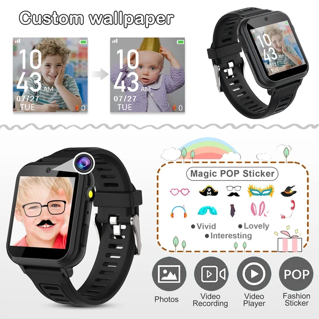 Alt view image 5 of 7 - Smart Watch for Kids, Smart Watch Toys with 39 Games Camera Video Recorder Music Alarm Calculator Calendar Flashlight Stopwatch Pedometer Gift Toys for 3-12 Years Old Boys and Girls (Black)