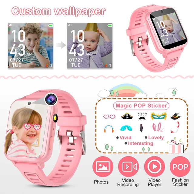 Alt view image 5 of 7 - Smart Watch for Kids, Toddler Watch Toys with 39 Games Camera Video Music Recorder Alarm Calculator Calendar Stopwatch Flashlight Pedometer Birthday Gift Toys for 3-12 Year Old Boys and Girls (Pink)