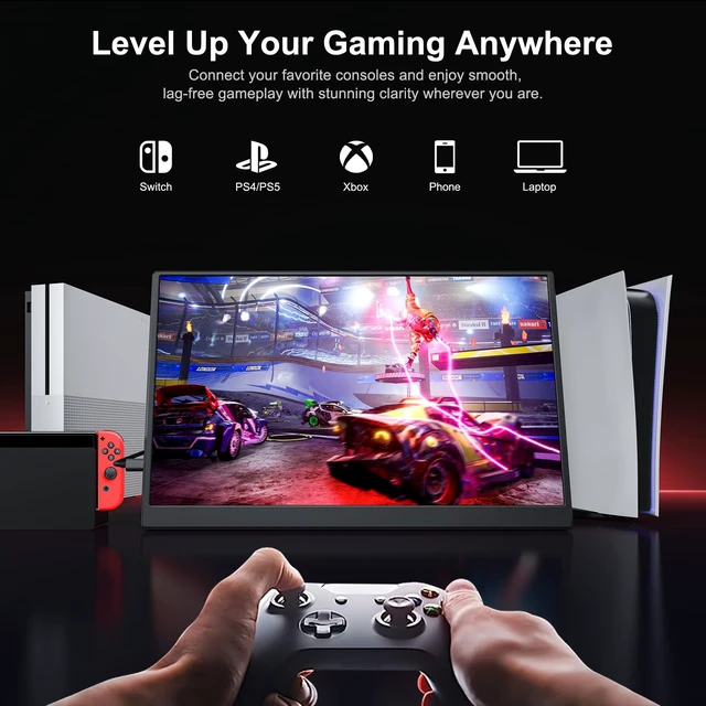 Alt view image 4 of 7 - 14" FHD USB-C HDMI HDR Portable Monitor 14" FHD IPS HDR 400nit, USB-C/HDMI, speakers, ultra-slim, plug&play, for PC/Mac/Phone