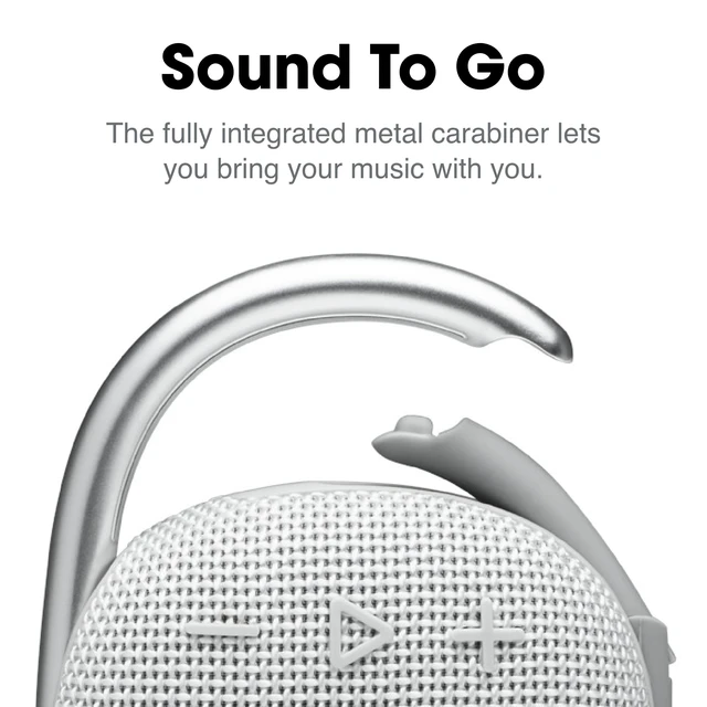 Alt view image 3 of 6 - Clip 4 - Portable Mini Bluetooth Speaker, big audio and punchy bass, integrated carabiner, IP67 waterproof and dustproof, 10 hours of playtime, speaker for home, outdoor and travel (White)