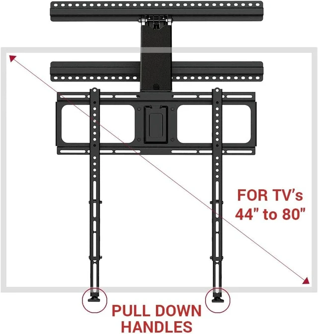 Alt view image 3 of 7 - MM340 Above Fireplace Pull Down TV Mount- Televisions 44" to 80" Up to 90 lbs - Safe Auto-Adjusting TV Mounts - Patented Motion Stops, Handles, Balancing Technology - Superior Steel
