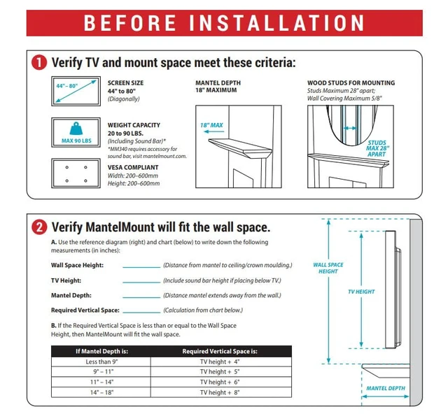 Alt view image 7 of 7 - MM340 Above Fireplace Pull Down TV Mount- Televisions 44" to 80" Up to 90 lbs - Safe Auto-Adjusting TV Mounts - Patented Motion Stops, Handles, Balancing Technology - Superior Steel