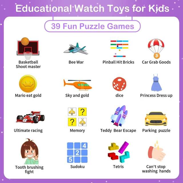 Alt view image 6 of 7 - Kids Smart Watches Girls Gifts Age 3-12, Smart Watch for Kids with 39 Games Camera Video Recorder Music Player Alarm Calculator Stopwatch Flashlight Pedometer Gift Toys for Girls Ages 5 6 7 8 9 10