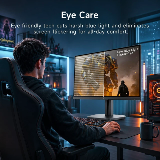 Alt view image 7 of 7 - 24.5 Inch 240Hz Gaming Monitor, FHD Fast IPS Computer Monitor H25T7-A Adaptive Sync, HDR, 1080P 1ms PC Monitor with HDMI DP, Tilt Adjustment, VESA Support, Eye Care