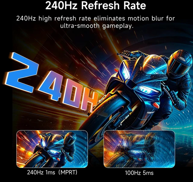 Alt view image 2 of 7 - 24.5 Inch 240Hz Gaming Monitor, FHD Fast IPS Computer Monitor H25T7-A Adaptive Sync, HDR, 1080P 1ms PC Monitor with HDMI DP, Tilt Adjustment, VESA Support, Eye Care