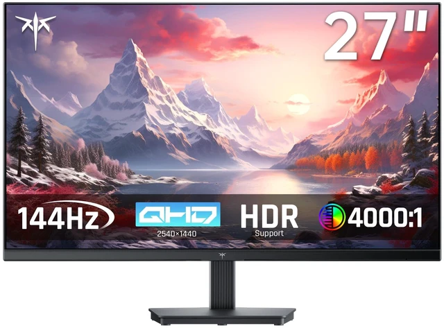 Main image of 27 Inch QHD 144Hz Gaming Monitor 2K 1440P FreeSync & G-Sync H27T27S Eye Care, HDR10 PC Monitor for Office Gamers, HDMI & DP Ports, VESA Mountable, Tilt Adjustable