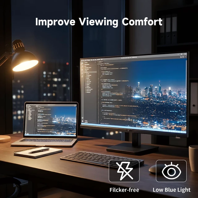 Alt view image 5 of 7 - 27 Inch QHD 144Hz Gaming Monitor 2K 1440P FreeSync & G-Sync H27T27S Eye Care, HDR10 PC Monitor for Office Gamers, HDMI & DP Ports, VESA Mountable, Tilt Adjustable
