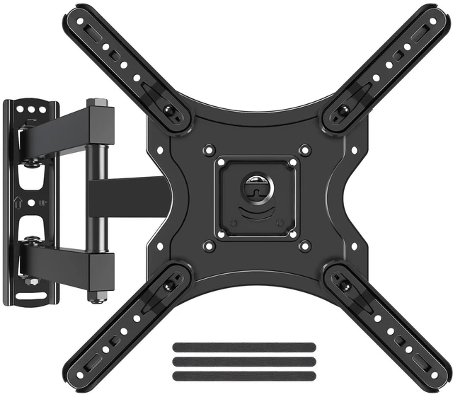 Main image of Full Motion TV Wall Mount for 26-60" TVs, Max VESA 400x400, 77 lbs. Articulating swivel & tilt arms, single stud center mounting design, sturdy bracket for home flat screen TVs