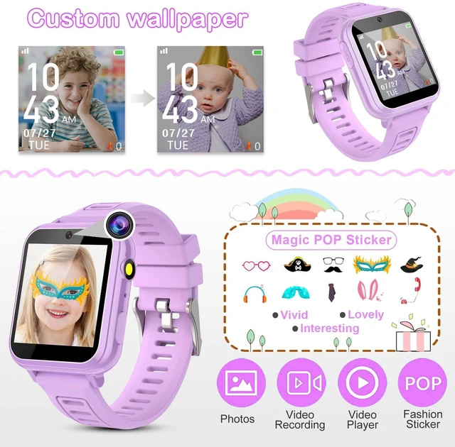 Alt view image 4 of 7 - Kids Smart Watches Girls Gifts Age 3-12, Smart Watch for Kids with 39 Games Camera Video Recorder Music Player Alarm Calculator Stopwatch Flashlight Pedometer Gift Toys for Girls Ages 5 6 7 8 9 10