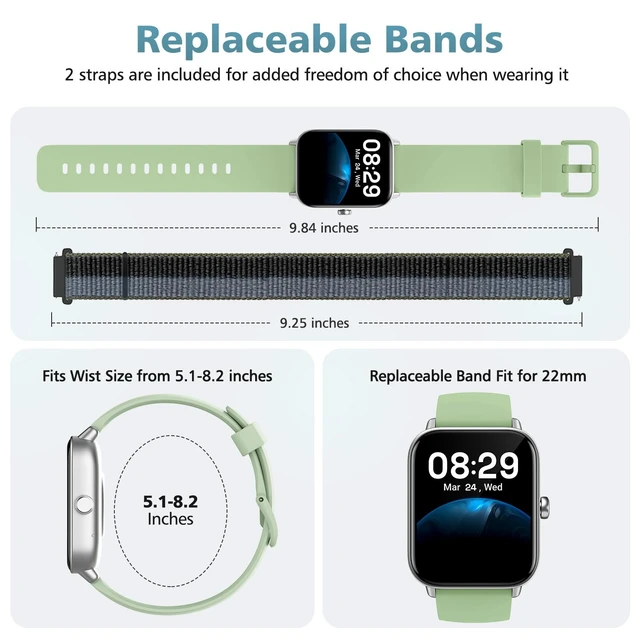 Alt view image 7 of 7 - 1.85" Smart Watches for Women Men, 120+ Sport Modes Fitness Tracker Watch Smart Watch for iPhone/Samsung/Android Compatible, Bluetooth Calls, Recieve SMS/Notifications, Sleep/Heart Rate/SpO2 Monitor