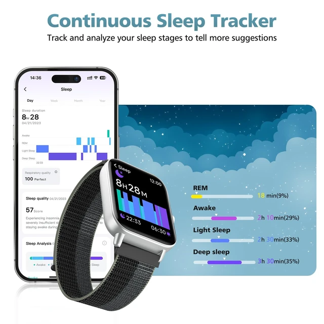 Alt view image 5 of 7 - Smart Watch for Android Phones & iPhones, 120+ Sport Modes Fitness Watch Make/Answer Calls, 1.85" Fitness Trackers for Women Men with SpO2/Sleep/Heart Rate Monitor, 3ATM Activity Tracker, 2 Bands