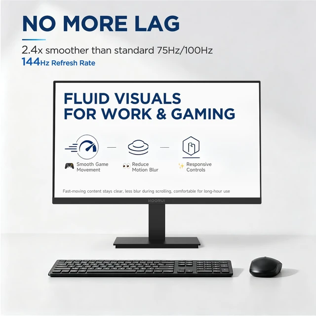 Alt view image 2 of 7 - 27-inch Computer Monitor, 144Hz FHD VA for Work, Stream & Play Adaptive Sync, HDR10, 4000:1 Contrast Ratio, 125% sRGB, TÜV Eye Care, HDMI/VGA, VESA Mount and Tilt for Daily Use