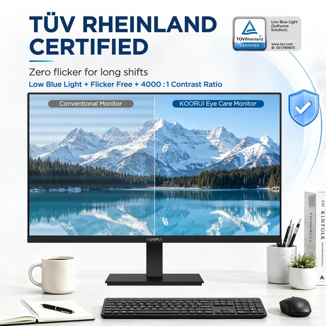 Alt view image 4 of 7 - 27-inch Computer Monitor, 144Hz FHD VA for Work, Stream & Play Adaptive Sync, HDR10, 4000:1 Contrast Ratio, 125% sRGB, TÜV Eye Care, HDMI/VGA, VESA Mount and Tilt for Daily Use
