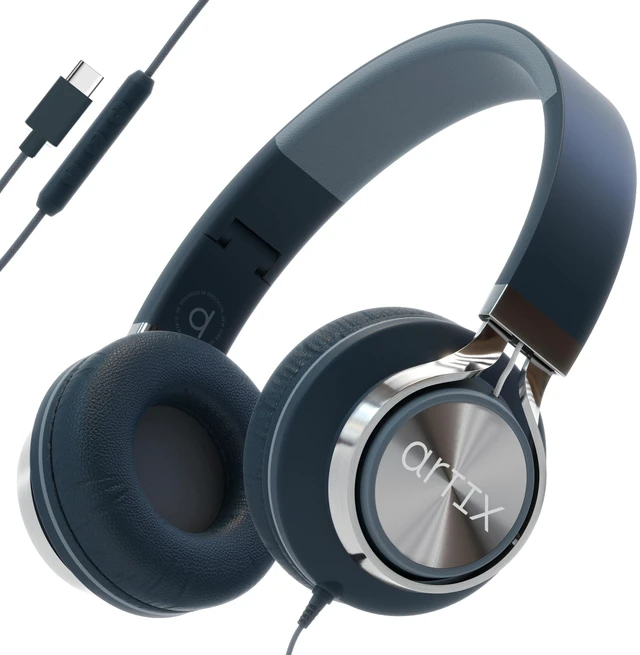Main image of USB C Headphones Wired for Kids & Adults with Mic & Volume Control, Type C Wired Headphones for iPhone 17, 16, 15, Samsung, Android - USBC Teens Corded Head Phones for Laptop, Computer, Tablet