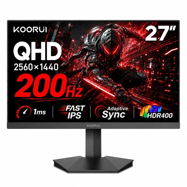 Main image of 27 Inch 1440p Gaming Monitor, 200Hz Fast IPS, 1ms, HDR400 G2721P Adaptive Sync, 95% DCI-P3, HDMI2.0/DP1.4, VESA Mount for PC, Console, Streaming and Dual-Screen Setups