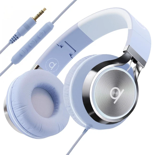 Main image of Wired Headphones for Kids & Adults - Built-in Mic & Volume Control, Kids Headphones for School & Travel, Girls Head Phones for Computer, iPad, Chromebook, Tablet, Smartphone with 3.5mm Aux Cord
