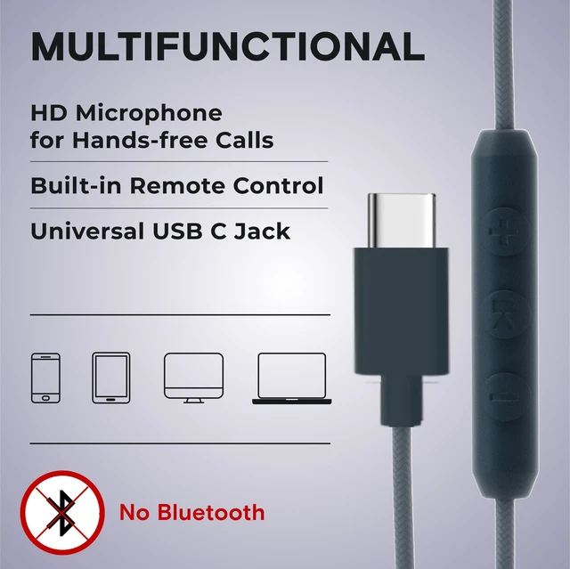 Alt view image 5 of 7 - USB C Headphones Wired for Kids & Adults with Mic & Volume Control, Type C Wired Headphones for iPhone 17, 16, 15, Samsung, Android - USBC Teens Corded Head Phones for Laptop, Computer, Tablet