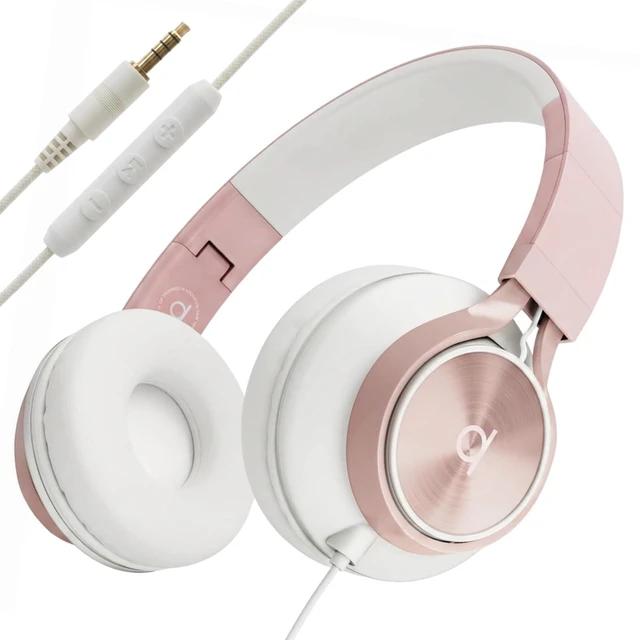 Main image of Wired Headphones for Kids & Adults - Built-in Mic & Volume Control, Kids Headphones for School & Travel, Girls Head Phones for Computer, iPad, Chromebook, Tablet, Smartphone with 3.5mm Aux Cord