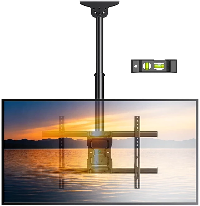 Main image of Ceiling TV Mount for 3775 inch TVs up to 110 lbs 6 adjustable heights, tilt +5/-15°, swivel 360°, level +/-3°, for flat/ sloped ceilings, cable management, max VESA 600x400mm