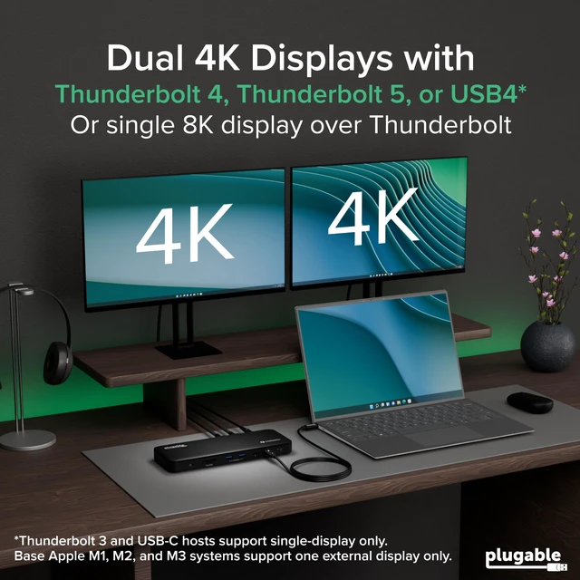 Alt view image 3 of 7 - Thunderbolt 4 Dock with 100W Charging, Dual Monitor Thunderbolt Certified Laptop Docking Station Single 8K or Dual 4K HDMI for Windows and Mac, 4X USB, Gigabit Ethernet TBT4-UD5