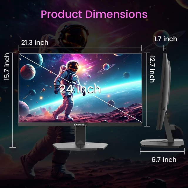 Alt view image 6 of 7 - 24" 1ms 200Hz Gaming Monitor, 24 Inch PC Monitor FHD 1080P, FreeSync Computer Monitor Screen with 4000:1 Contrast, 110% sRGB, HDMI & DP Ports, VESA Mount, for Gaming, Work, Business