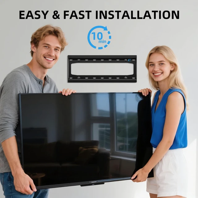 Alt view image 6 of 7 - TV Wall Mount Fixed for Most 26-65 Inch Flat/Curved TVs Max VESA 400X400mm up to 99Lbs Fits 16 Inch Wood Studs, Universal Low Profile Wall Mount TV Bracket, Space Saving HV8401