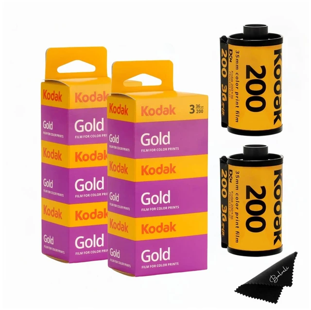 Main image of Kodak Gold 200 35mm Film Bundle, 6 Rolls (2x3 Pack), 36 Exposures Each, for 35mm Film Camera Includes Premium Microfiber Cloth-Kodak 6 Roll Pack