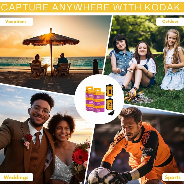Alt view image 4 of 7 - Kodak Gold 200 35mm Film Bundle, 6 Rolls (2x3 Pack), 36 Exposures Each, for 35mm Film Camera Includes Premium Microfiber Cloth-Kodak 6 Roll Pack