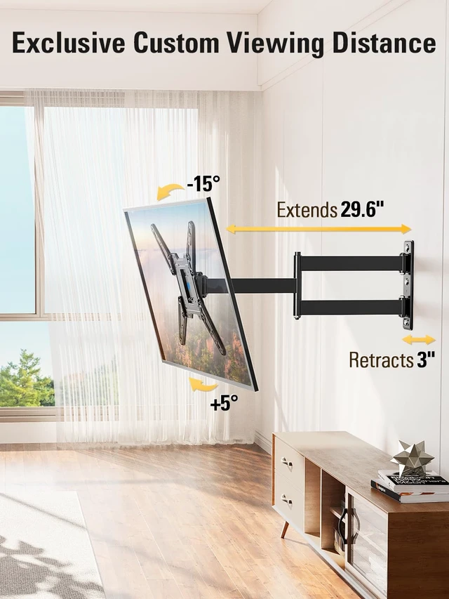 Alt view image 2 of 7 - Long Arm TV Wall Mount for Most 26-65 Inch TVs Full Motion 30 Long Extension TV Mount Swivel and Tilt, Full Motion Wall Mount TV Bracket Fit Max VESA 400x400mm,Up to 99 lbs, MD2286-M