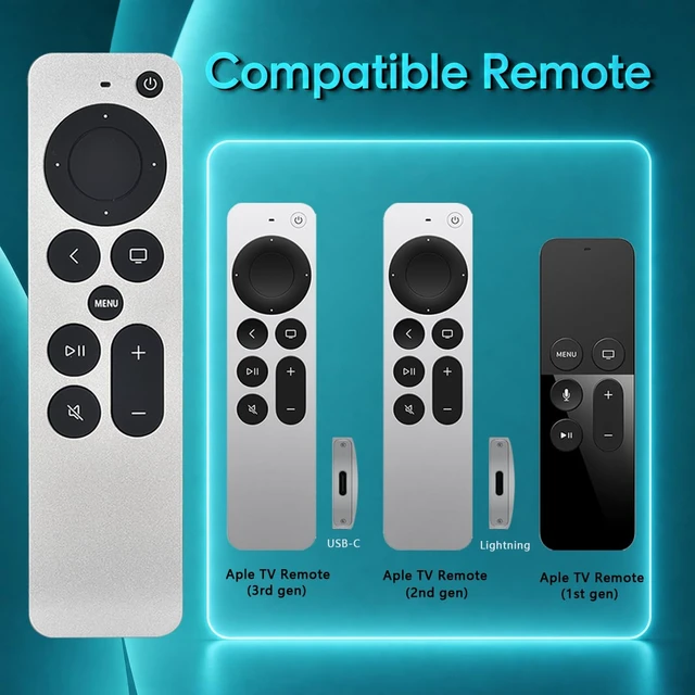 Alt view image 3 of 7 - Replacement Remote for Apple TV, Rechargable and Bluetooth Edition Remote Control for Apple TV HD/4K(1st,2nd,3rd Gen),Compatible with A1625, A1842, A2169, A2737/A2843,With TV control