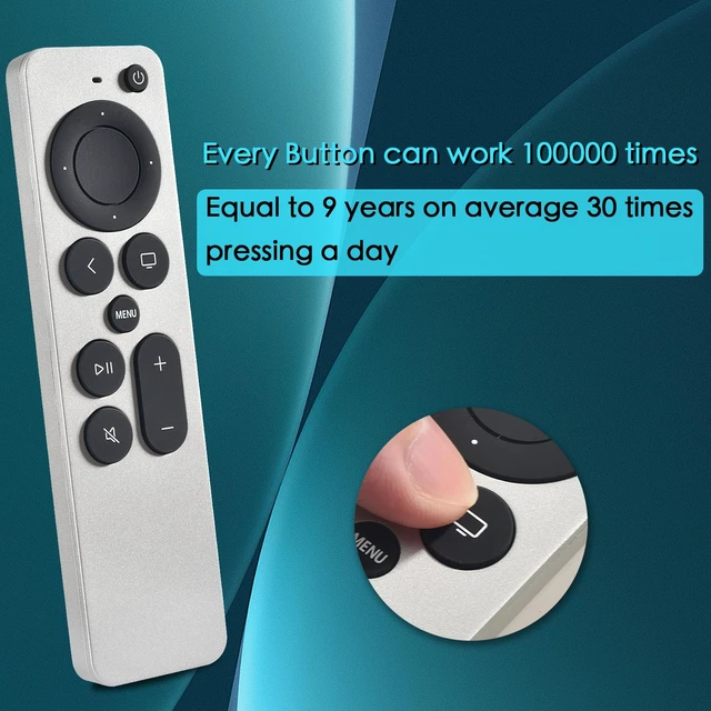 Alt view image 7 of 7 - Replacement Remote for Apple TV, Rechargable and Bluetooth Edition Remote Control for Apple TV HD/4K(1st,2nd,3rd Gen),Compatible with A1625, A1842, A2169, A2737/A2843,With TV control
