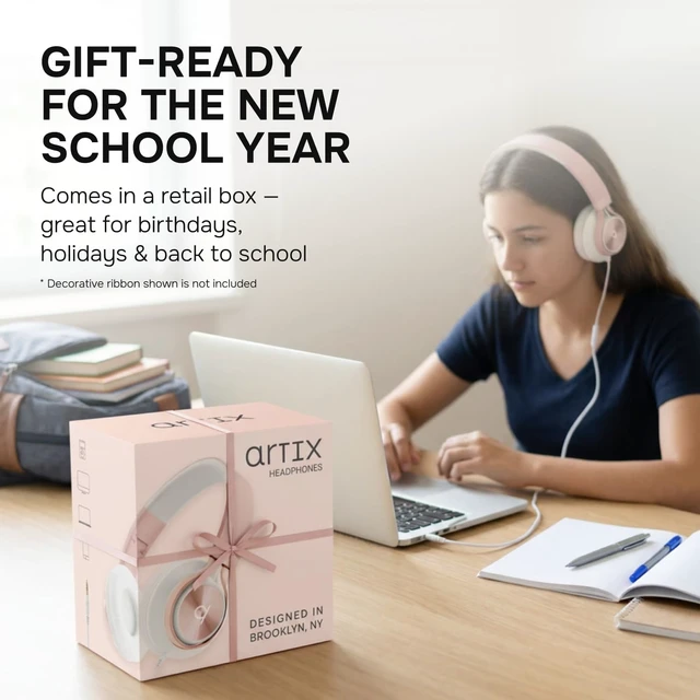 Alt view image 3 of 7 - Wired Headphones for Kids & Adults - Built-in Mic & Volume Control, Kids Headphones for School & Travel, Girls Head Phones for Computer, iPad, Chromebook, Tablet, Smartphone with 3.5mm Aux Cord