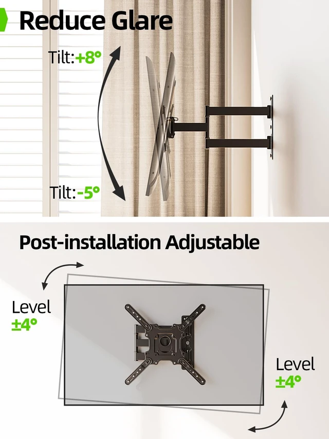 Alt view image 6 of 7 - TV Wall Mount for Most 26-60 Inch TVs up to 77 lbs, Full Motion Wall Mount TV Bracket with Swivel Tilt Single Stud Design for Corner, Max VESA 400x400mm fit Most 32 40 42 43 50 55 60 TVs