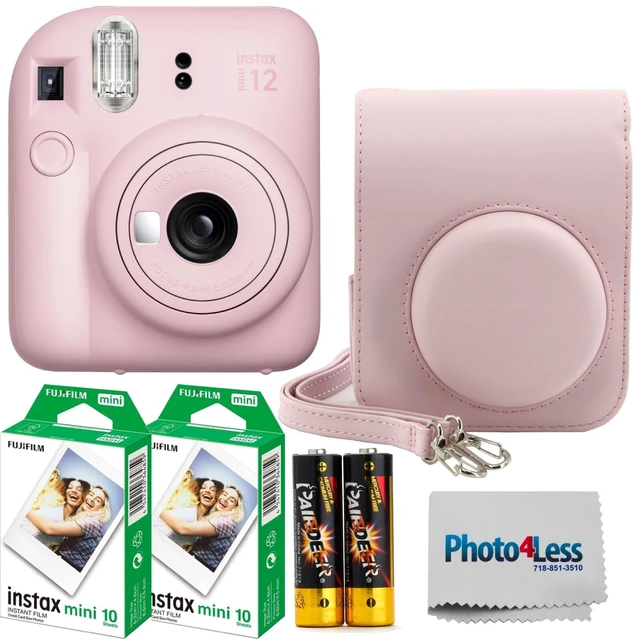 Main image of Instax Mini 12 Instant Film Camera Blossom Pink, Instax Mini Twin Pack Instant Film 20 Prints, Prtotective Case, Gift Bundle