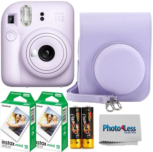 Main image of Instax Mini 12 Instant Film Camera Lilac Purple, Instax Mini Twin Pack Instant Film 20 Sheets, Case, Accessory Bundle