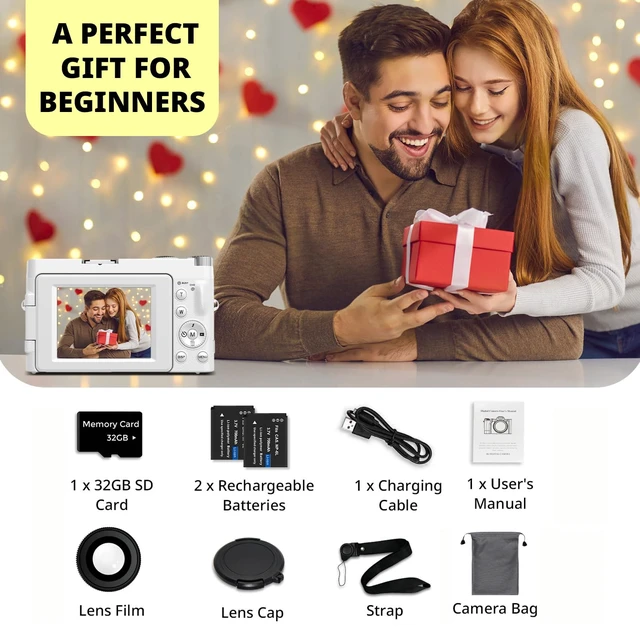 Alt view image 7 of 7 - 4K Digital Camera for Photography Autofocus with Flip Screen, 32GB Card FHD 48MP Vlogging Camera for YouTube, 2 Batteries, 16X Zoom, Anti-Shake, 3" Selfie Compact Travel Camera for Teens Beginners