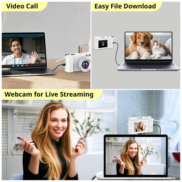 Alt view image 6 of 7 - 4K Digital Camera for Photography Autofocus with Flip Screen, 32GB Card FHD 48MP Vlogging Camera for YouTube, 2 Batteries, 16X Zoom, Anti-Shake, 3" Selfie Compact Travel Camera for Teens Beginners