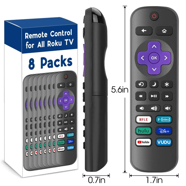 Alt view image 6 of 7 - 8 Pack Replacement Remote Control Only for Roku TV, Compatible for All TCL Roku/Hisense Roku/Onn Roku/Sharp/Philips Roku (Not for Roku Stick, Box or Speaker)
