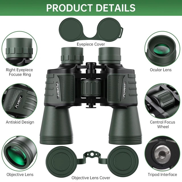 Alt view image 2 of 7 - 20x50 High Powered Binoculars for Adults, Waterproof Binoculars with Low Light Vision for Bird Watching Hunting Camping Travel Cruise Hiking Sports Stargazing, Gifts for Men Dad